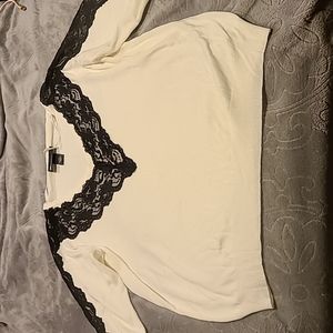 off white and black lace sweater